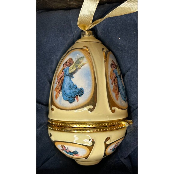 Mr. Christmas Musical Egg Shaped Angel Yellow Ornament Valerie Parr Hill - Picture 4 of 6